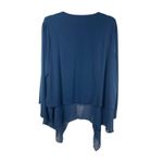 Susan Graver  Blue Liquid Knit Sheer Hem Waterfall 3X Cardigan Open Front Top Photo 2