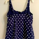Land’s End Navy Polka Dot Tankini Swimsuit Top Blue Size 12 Photo 2