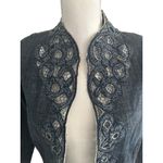 CHICOS Platinum Beaded Embellished Denim Jacket Size Chicos 1 / US Medium 8 Blue Photo 5