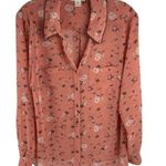 Style & Co Women's M Pink Floral Long Sleeve Blouse Beaded Accents Photo 0