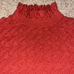 Sundance Frances Ruffle Turtleneck Sweater Scallop Pointelle Knit Rust Orange M Photo 2