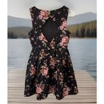 Forever 21 Pink Floral Roses Skater Romantic Sexy Hawaiian CutOut Dress S OLDSTO Photo 3