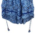 Poupette St Barth Romper Smocked Dolman Sleeve Tasseled Geometric Print‎ Blue XS Photo 10