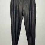 Spanx Pants Womens Large Black Faux Leather Jogger Stretch Sport Edgy Athleisure Photo 0