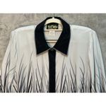 Bob Mackie  Silk Blouse Medium Black White Preppy Office Academia Photo 2