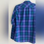 Eddie Bauer Plaid Flannel Button Down Shirt, Purple/Green/Blue, Size Medium Photo 13