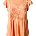 Torrid 🎄Super Soft V-Neck Ruffle Tee With Lace Detail Photo 0