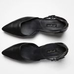 Paul Green Black Leather Ankle Strap Heels UK 8.5/US 11 Block Heel Pointed Toe Photo 1