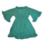 Roxy  V-Neck Ruffle Trim Mini Dress Size X-Small Wide Sleeve Beach Boho Colorful Photo 1