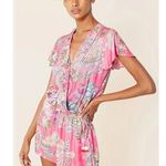 Hale Bob Pink SIlk Floral Paisley Ruffle Double Breasted Romper Size XS NWT Photo 0