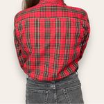 Nordstrom Vintage  Button-Up Shirt Women Plaid Long Sleeve Red Collar Tomboy Work Photo 3