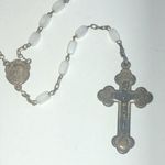 Roma Terra Delle Catacombe Vintage Beaded Catholic Rosary Prayer Beads Necklace Silver Photo 0
