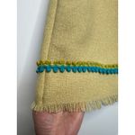 American Vintage OOAK Vintage 60s mod tweed yellow dress, blue green trim fringe hem Medium Photo 6