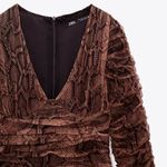 ZARA NEW DRAPED TULLE DRESS SNAKESKIN PRINT V NECK MINI DRAPED WOMENS SIZE M Photo 1