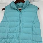 Talbots Down Puffer Vest Womens M Medium Aqua Filled Quilted Zip Up Mock Jacket Photo 4