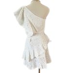 Borgo De Nor Lisa Mini Dress Ivory Lace Tiered Ruffle One Shoulder size US S 4/6 White Photo 4