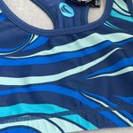 WAVE LIFE XS REVERSIBLE SPORT BRA SOLID BLUE AQUA SPRAY SWIRL PRINT SPORTY Photo 1