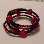 Women’s Stretchy Spiral Bracelet Bead Beaded Black /Red Handmade Red Photo 1