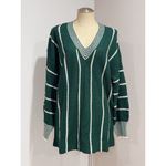 Dokotoo Women's Green Striped Knitted Long Sleeve Pullover Sweater Size XL Photo 3