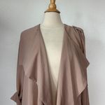 Bebe Solid Beige Chiffon Open Front Cardigan Photo 4