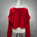 Revamped CLEARANCE! Red Boutique Ruffle Shoulder Crop Sweatshirt Size M NWT Photo 1
