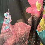 Citron Santa Monica SILK vintage semi sheer tunic blouse top printed oriental Black Size XS Photo 5