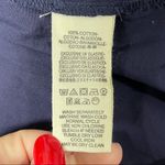 Free People  Navy Veronica V Neck Buttons Top 1/2 Puff Sleeves NWT Small Peplum Photo 8