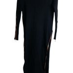 For Love and Lemons Knitz Dress Womens Small Black Harley Long Sleeve Rib Zipper Photo 0
