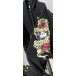 Disney  Parks Mickey Mouse Hoodie Rose Tattoo Women’s Sz L Black Zip Up Jacket Photo 15