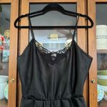 Vintage 80’s Union Made Black Satin & Lace Teddy Negligee Night Bodysuit Size L Photo 1