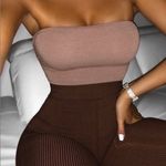 Naked Wardrobe NWOT  Brown Ribbed Leggings Photo 1