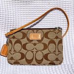 Coach wristlet- signature monogram khaki and tan Photo 0