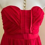 XOXO Red Heart Shape Strapless Chiffon Mini Dress SZ 11/12 Built in Bra … Photo 1