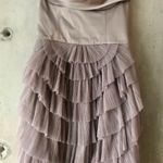 BCBGMAXAZRIA Taupe Strapless Ruffle Cocktail Dress Photo 3