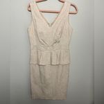 Badgley Mischka NWT Belle Cream Blush Floral Brocade Peplum Sheath Dress 10 Photo 1