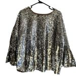 Bold Elements  silver sequins top 3/4 length bell sleeves Large Photo 2
