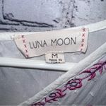 Luna Moon Anthropologie Boho Baby Doll Blouse Size Medium Embroidered Detail Pink Photo 4