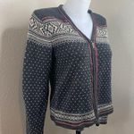 Woolrich Full Zip Ramie Cotton Nordic Fair Isle Sweater Women’s Sz S Gray Red Photo 0