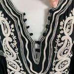 Silk Womens Dress Medium Black Embroidered Long Sleeve 100% Silk Photo 2