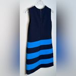 Victoria Beckham Navy Blue Midnight Turquoise Stripe Knit Shift Dress Photo 5