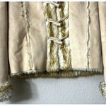 Montanaco Faux Suede Fur Trimmed Toggle Jacket Womens S Beige Winter Warm Chic Tan Photo 7