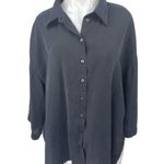 ZARA Women's Black Relaxed Oversized Long Sleeve Button Up Shirt Tunic Top Sz M Photo 0