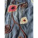 Sara Studio Y2K Jean Jacket Women XL Blue Studded Art Boho Embroidered Hippie Photo 4