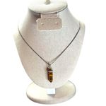 Artisan Tigers Eye crystal Pendant Necklace sterling silver 925 chain Photo 1