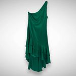 Cinq à Sept Cinq a Sept 100% Silk Colina Ruffle One Shoulder Cocktail Dress Sz 2 Jade Green Photo 2