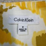 Calvin Klein Linen Blend Yellow White Abstract Floral A-Line Pencil Skirt Size 8 Photo 2