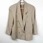 Vintage Gianni Sport Blazer Jacket Womens 12 Houndstooth Tan Neutral Equestrian Photo 1