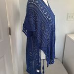 Blue Crochet Knit Beach Cover Up Photo 1