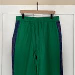 Rachel Zoe High Rise Wide Leg Side Stripe Pull On Linen Pants in Green Size L Photo 5