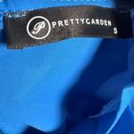 PRETTYGARDEN Long smocked sleeve pleated mock neck cobalt blue blouse top size small Photo 8